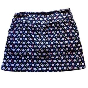 Emerald 18 Golf Skort Womens Medium Navy Blue Golf Ball Tee Print Athletic Skirt